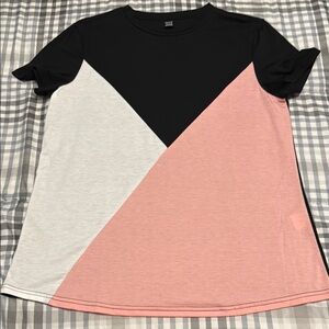 Colorblock Women's Top - Black, Pink, White